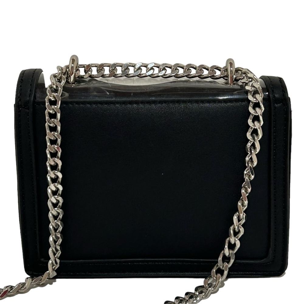 BETSEY JOHNSON Stadium bag Embellished Bow Black Clear Silver bling Like new - Picture 8 of 15